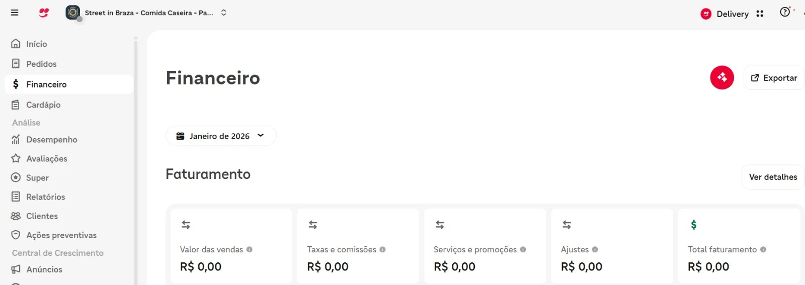 Faturamento Janeiro - Loja nova
